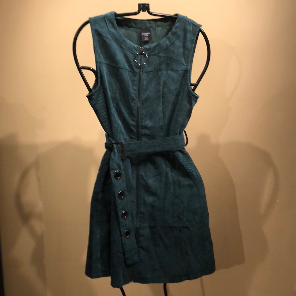 Forest green corduroy dress